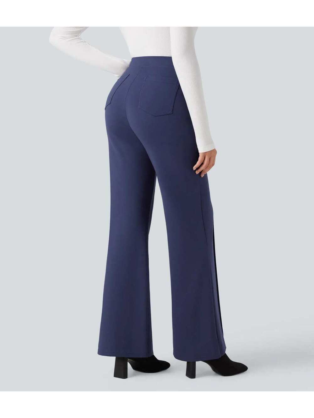 Halara Flex High Waisted Tummy Control Wide Leg Work Pants Blue Size Medium - Picture 2 of 9
